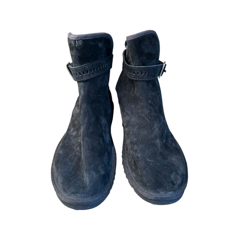 Ugg Pure Leni Boots Size 7 Leather Suede 1005387 Buckle Strap Ankle Wool Sole - Picture 8 of 11